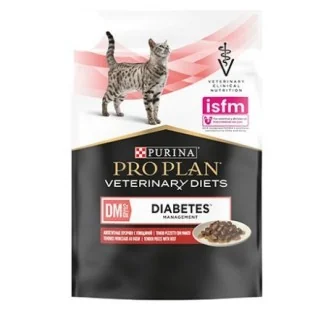 Purina Veterinary Diets’ feline DM umido bustina (manzo)