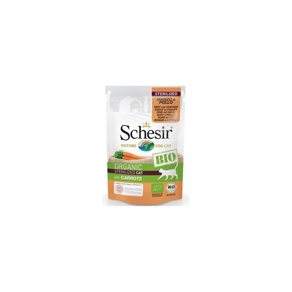 SchesirSchesir Bio sterilized cat (manzo, pollo e carote)