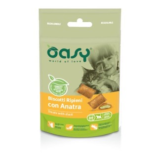 Oasy per gatti biscotti ripieni con anatra