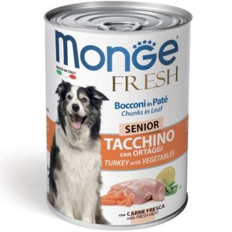 Monge Fresh bocconi in paté con tacchino e ortaggi per cani senior