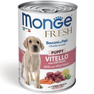 Monge Fresh bocconi in paté con vitello e ortaggi per cuccioli
