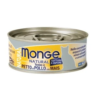 Monge Natural al vapore (tonno e petto di pollo con mais)