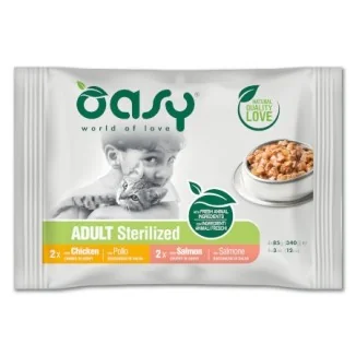 Oasy Multipack Adult Sterilized bocconcini al pollo e salmone