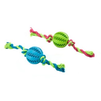 Leopet Playtime Palla in gomma con corda annodata