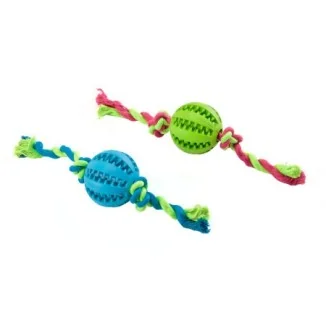 Leopet Playtime Palla in gomma con corda annodata