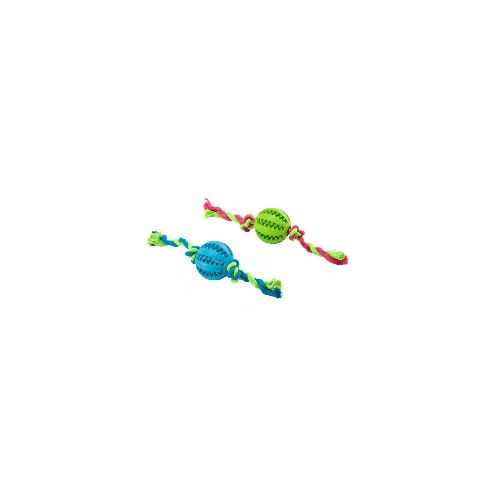 Leopet Playtime Palla in gomma con corda annodata