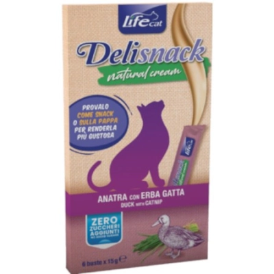 Life PetLife Pet Cat Deli snack natural cream (anatra con erba gatta)