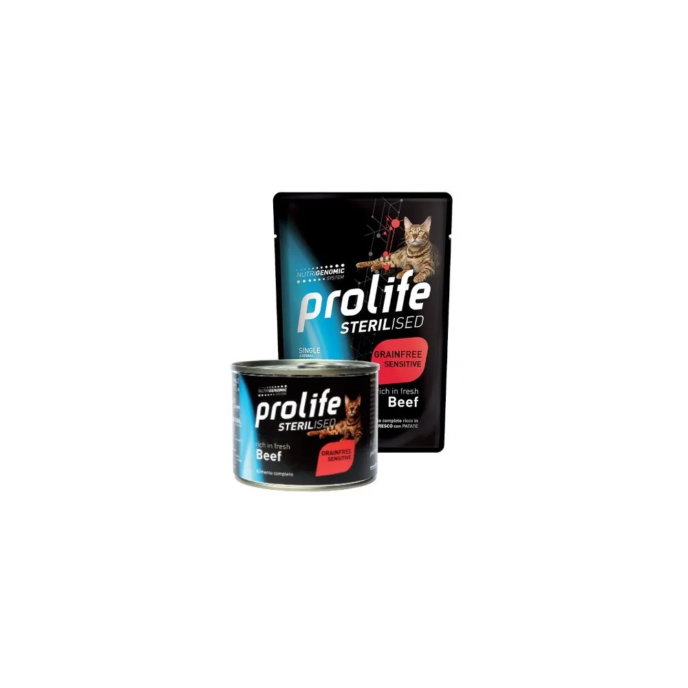 ProlifeProlife Sterilised Grain Free Adult Sensitive Cat umido (manzo)