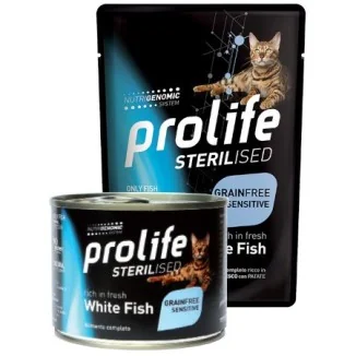 Prolife Sterilised Grain Free Adult Sensitive Cat umido (pesce bianco)