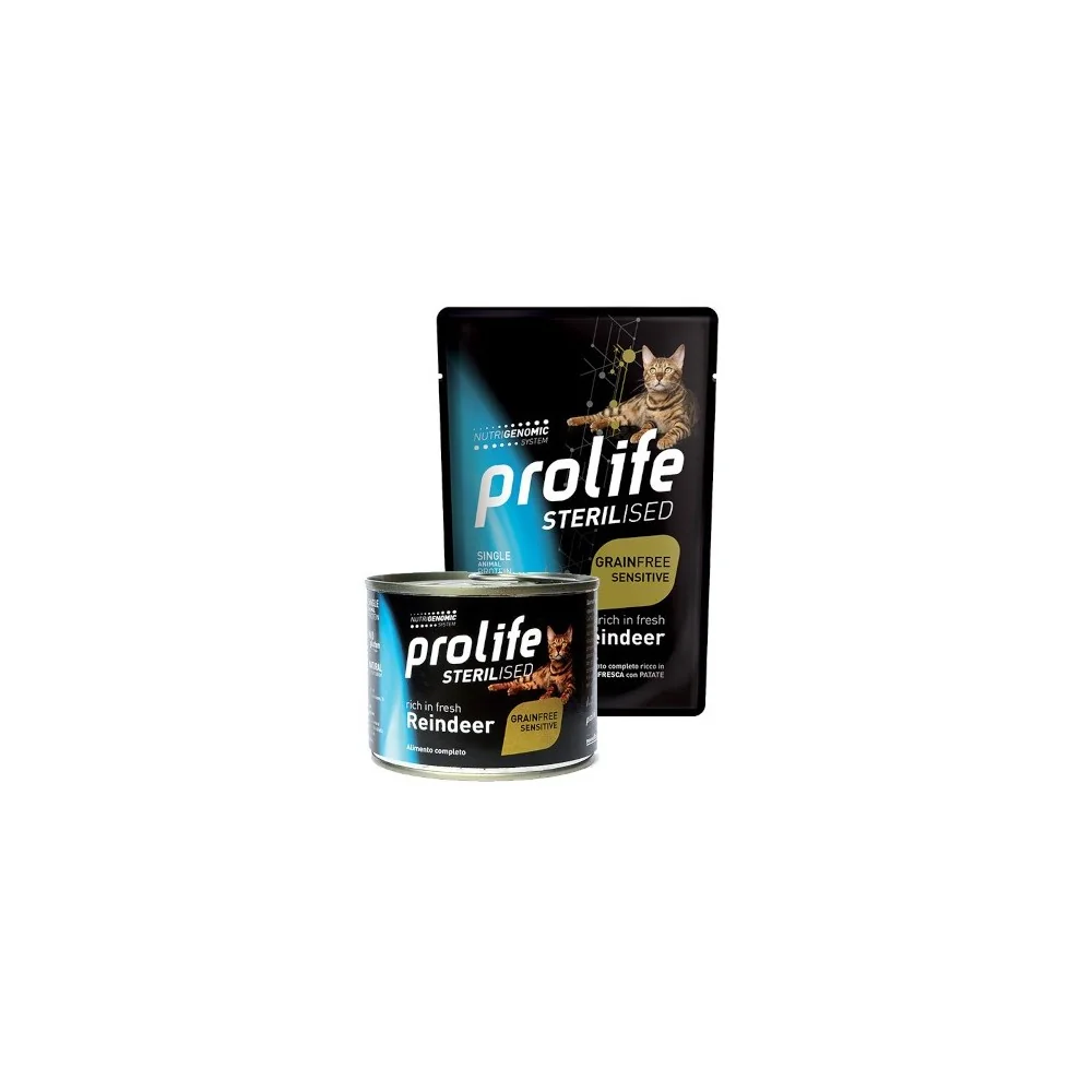 ProlifeProlife Sterilised Grain Free Adult Sensitive Cat umido (renna)