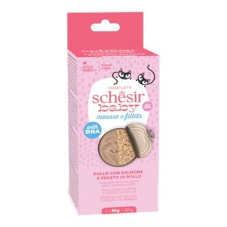 Schesir Baby Mousse e Filetti (pollo con salmone e fegato)