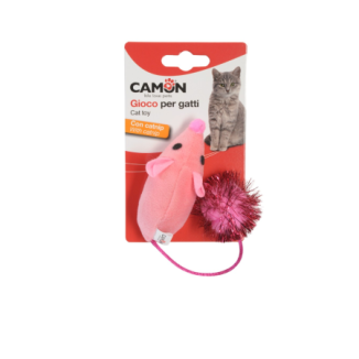Camon Topino in poliestere con catnip e coda con pallina