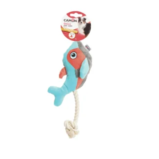 Camon Pesce in peluche con corda e squeaker