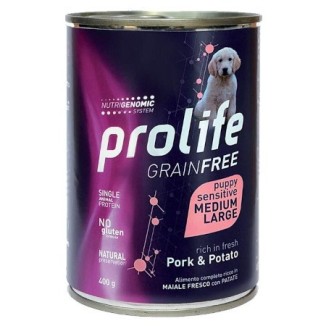 Prolife Grain Free Sensitive Puppy Medium/Large umido (maiale e patate)