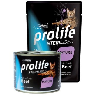 Prolife Sterilised Grain Free umido per gatti anziani (manzo)