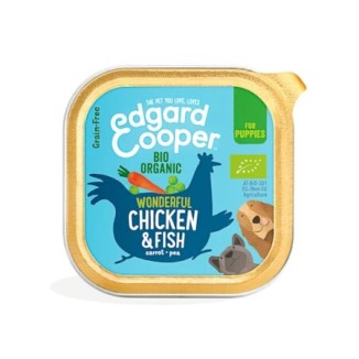 Edgard & Cooper Umido in vaschetta per cuccioli (Pollo e Pesce biologici)