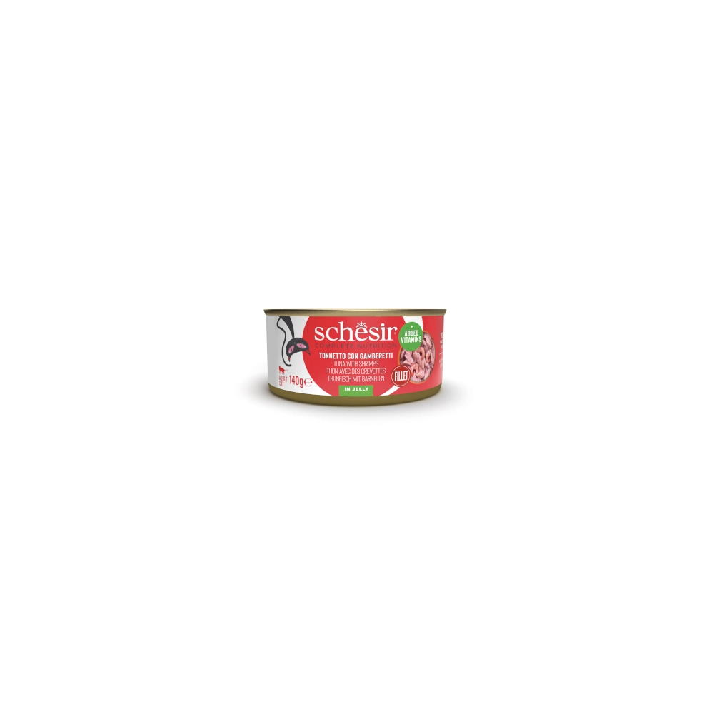 Schesir Complete Nutrition filetti in jelly in lattina per gatti (Tonnetto con gamberetti)