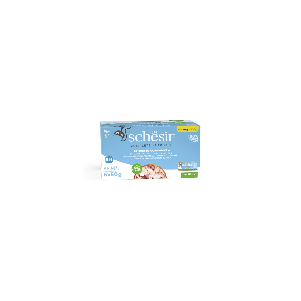Schesir Complete Nutrition filetti in jelly in lattina per gatti (Tonnetto con spigola)