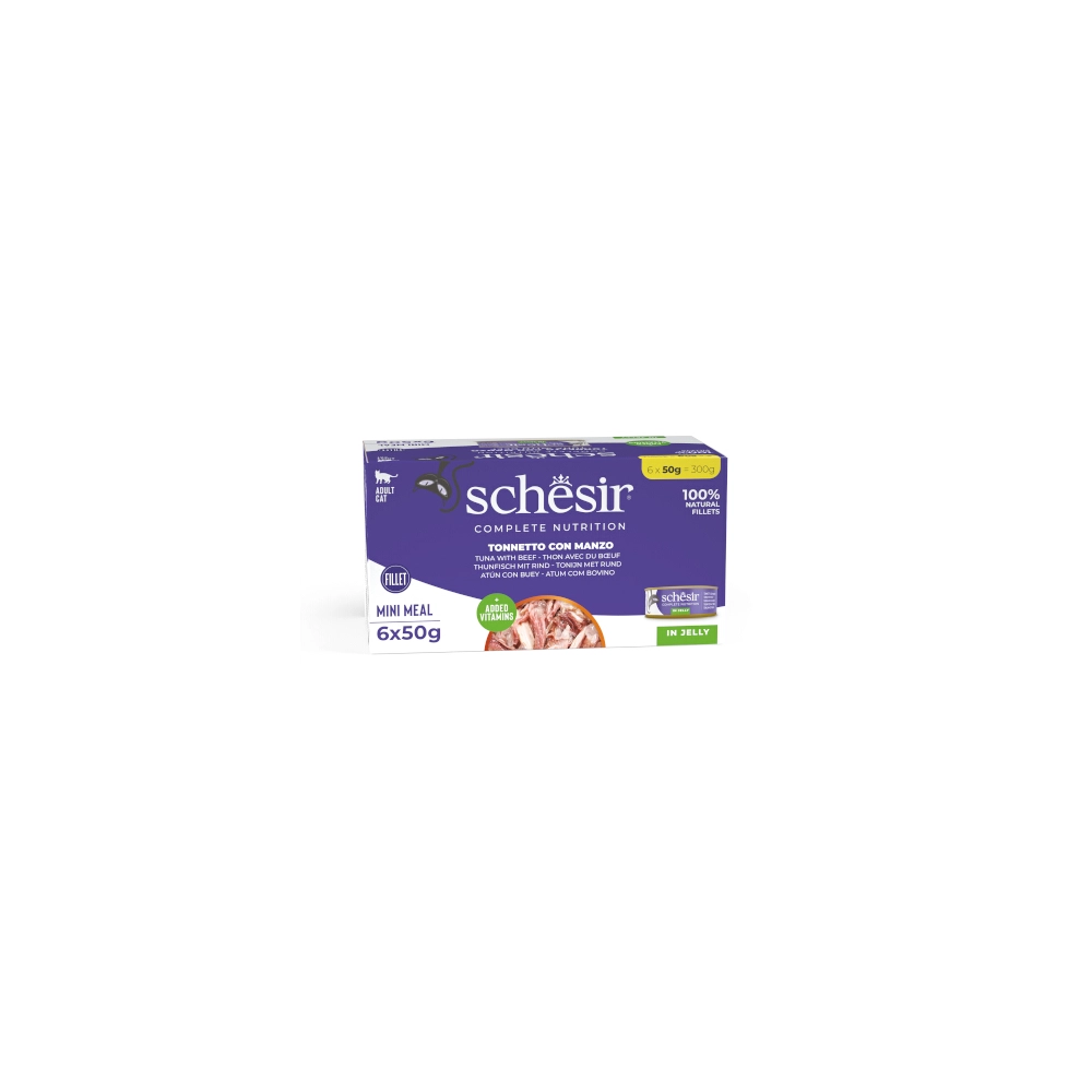Schesir Complete Nutrition filetti in jelly multipack per gatti (Tonnetto con manzo)