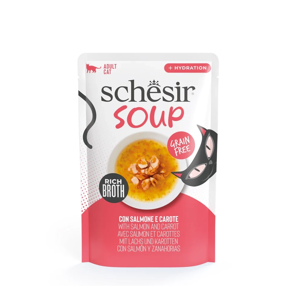 SchesirSchesir Soup in bustina per gatti (Salmone e carote)