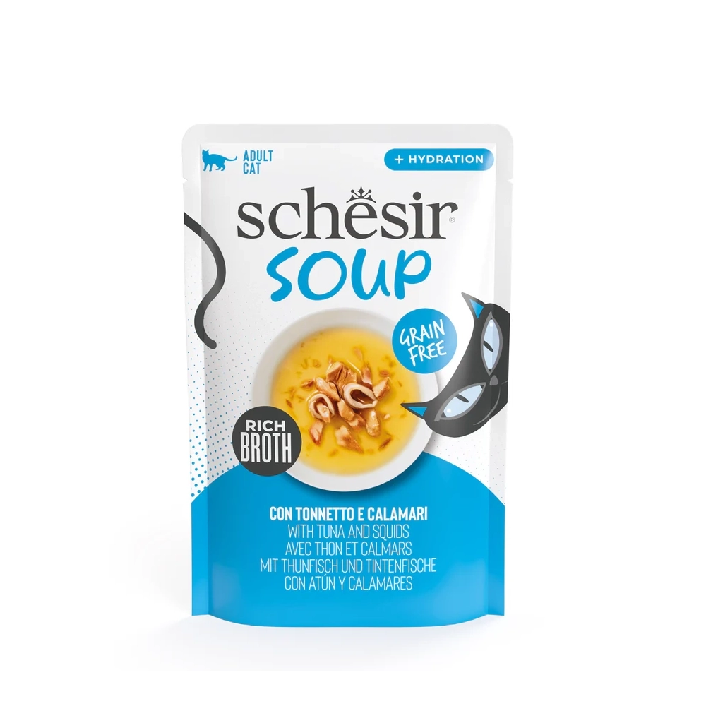 Schesir Soup in bustina per gatti (Tonnetto e calamari)