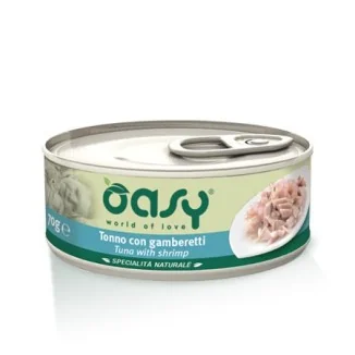 Oasy per gatti al tonno con gamberetti