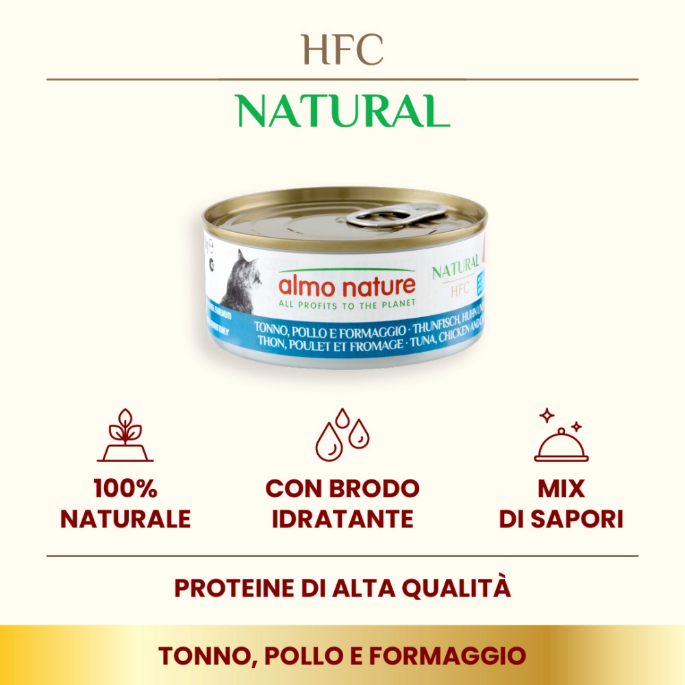 Almo NatureAlmo Nature HFC Natural (tonno, pollo e formaggio)