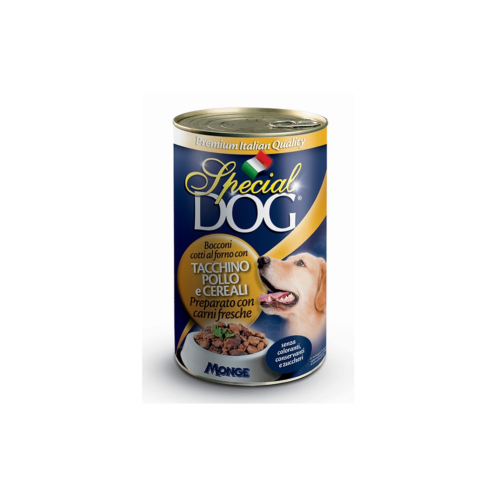 Monge Special Dog Bocconi al Tacchino, Pollo e Cereali in Lattina