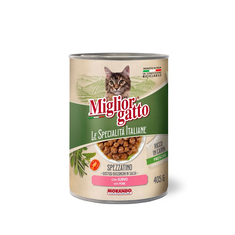 Morando Miglior Gatto Le Specialità Italiane Spezzatino Bocconcini in Salsa con Suino in Lattina