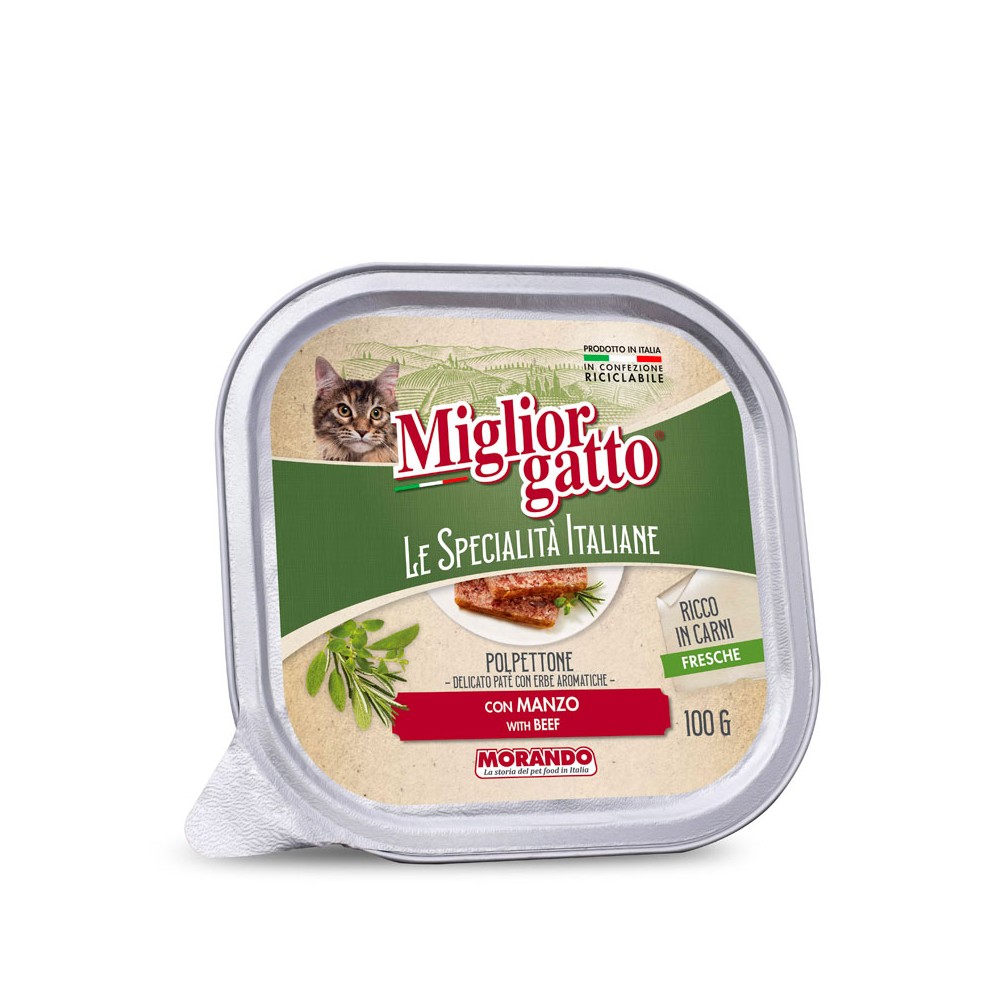 Morando Miglior Gatto Le Specialità Italiane Polpettone Paté con Manzo in Vaschetta