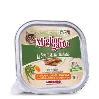 Morando Miglior Gatto Le Specialità Italiane Polpettone Paté con Pollo, Carote e Fagiolini in Vaschetta