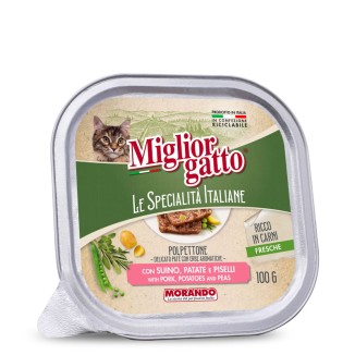 Morando Miglior Gatto Le Specialità Italiane Polpettone Paté con Suino, Patate e Piselli in Vaschetta