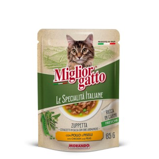 Morando Miglior Gatto Le Specialità Italiane Zuppetta Straccetti in Salsa con Pollo e Piselli in Bustina