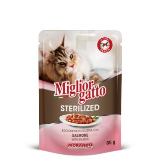 Morando Miglior Gatto Sterilized Bocconcini in Gelatina al Salmone in Bustina