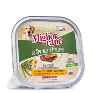 Morando Miglior Cane Le Specialità Italiane Polpettone Paté con Pollo, Patate e Fagiolini in Vaschetta