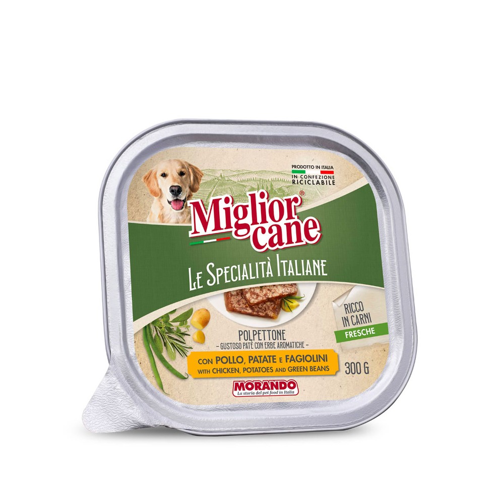 Morando Miglior Cane Le Specialità Italiane Polpettone Paté con Pollo, Patate e Fagiolini in Vaschetta