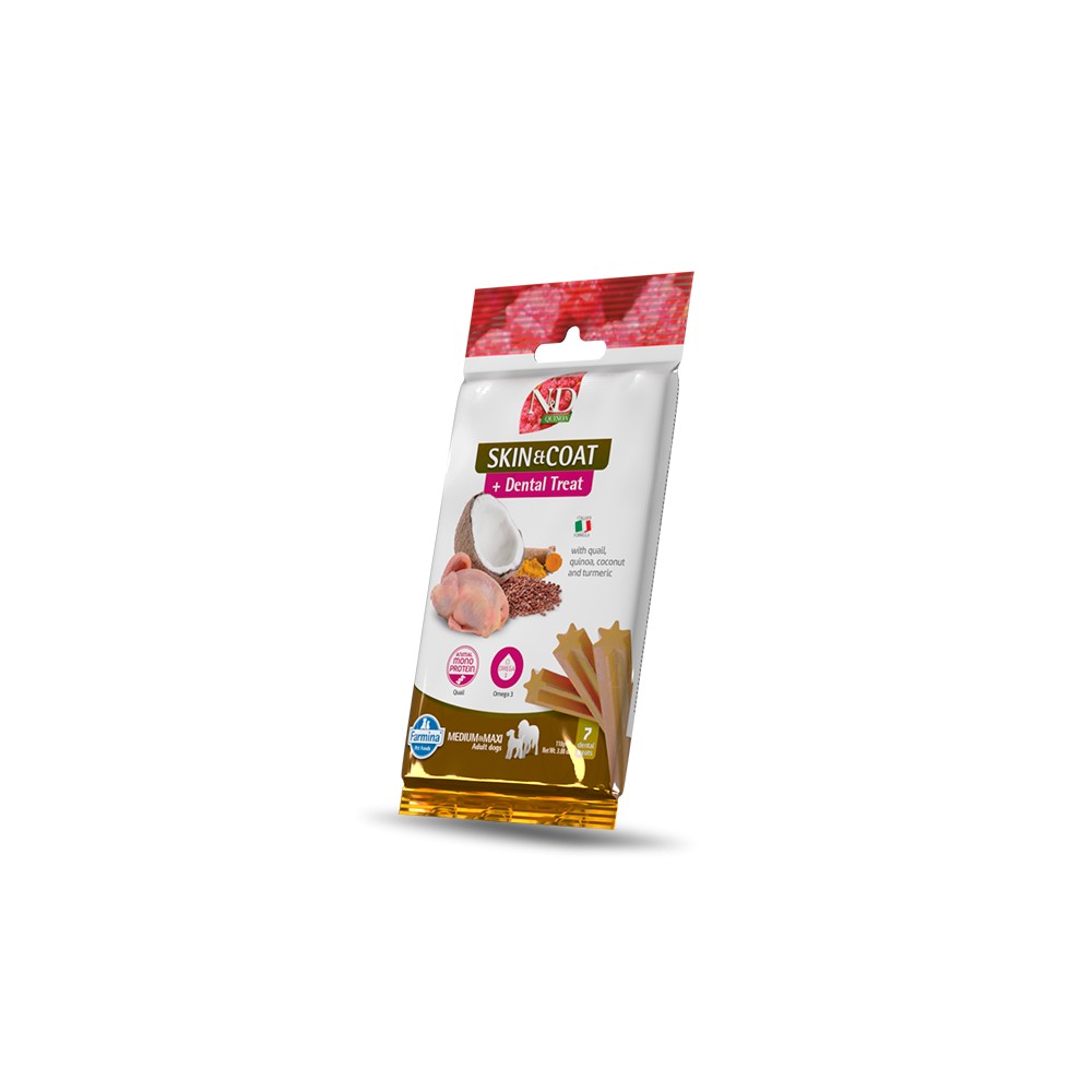 Farmina N&D Quinoa Skin & Coat Dental Treat alla Quaglia Medium/Maxi