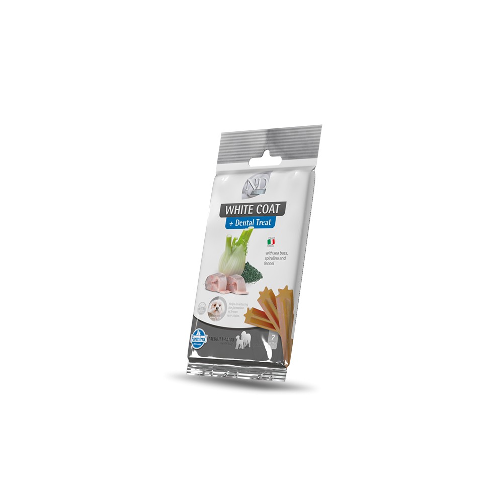 Farmina N&D White Coat Dental Treat alla Spigola con Spirulina e Finocchio Medium/Maxi