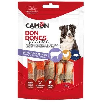 Camon Ossicini di Pelle Bovina con Pollo e Pelle di Merluzzo