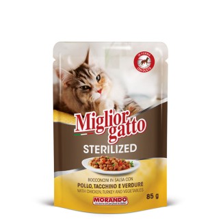 Miglior Gatto Sterilized Bocconcini in Salsa con Pollo, Tacchino e Verdure