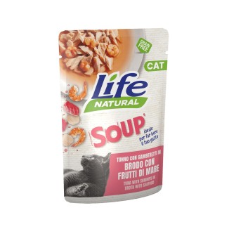 Life Natural Life Cat Soup Tonno con Gamberetti in Brodo con Frutti di Mare
