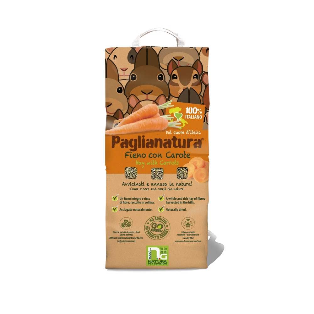 Paglianatura Fieno di Prato con Carote per Conigli e Roditori