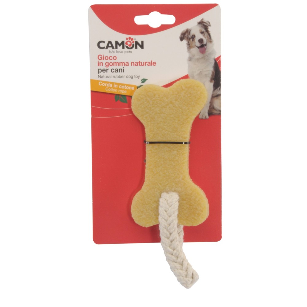 Camon Osso in Gomma Naturale con Corda per Cani