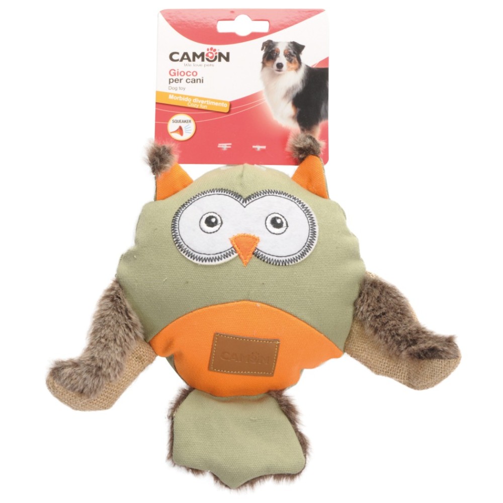 Camon Gufo in Canvas con Squeaker per Cani