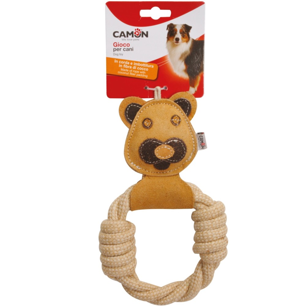 Camon Orsetto in Pelle con Corda e Fibra di Cocco per Cani