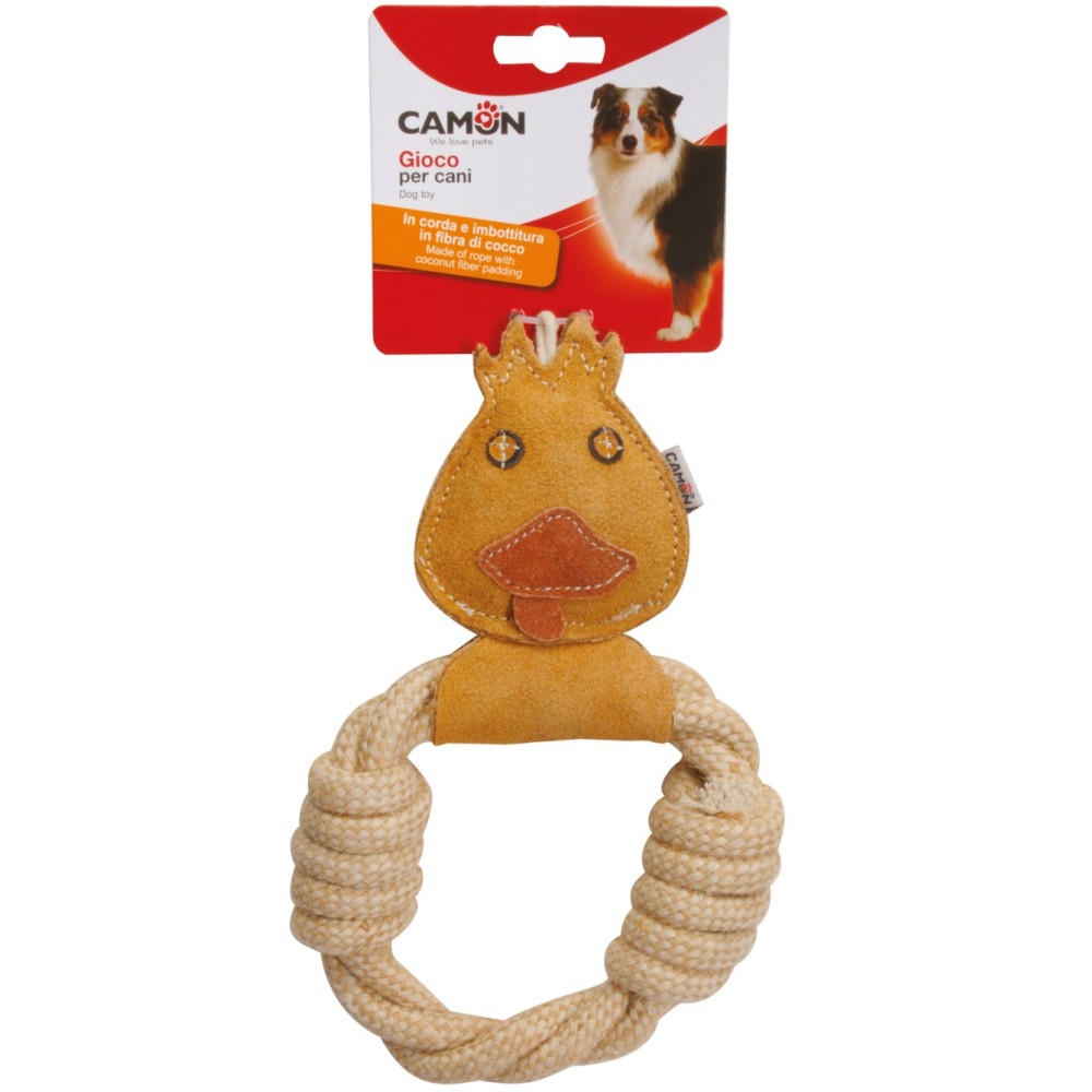 Camon Paperella in Pelle con Corda e Fibra di Cocco per Cani