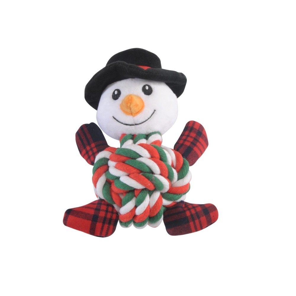 Camon Pupazzo di Neve in Corda con Squeaker per Cani