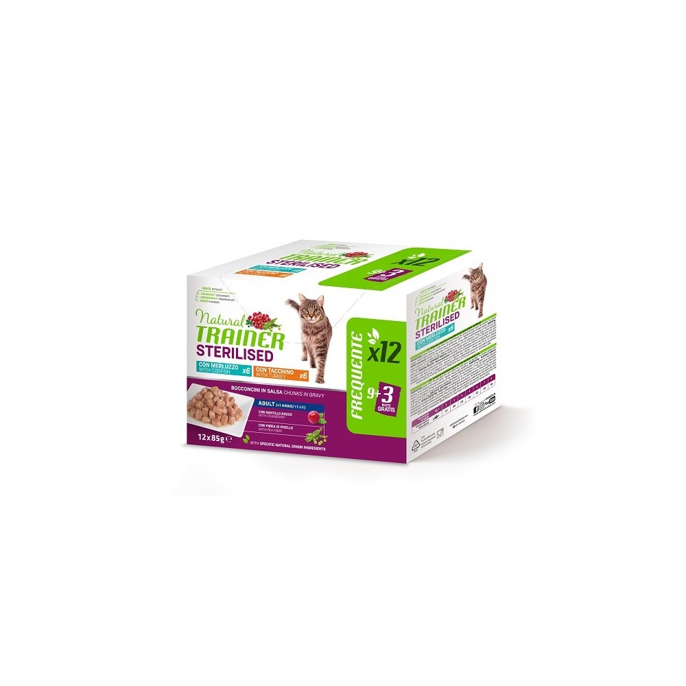 Natural Trainer Cat Sterilised al Tacchino e Merluzzo Multipack