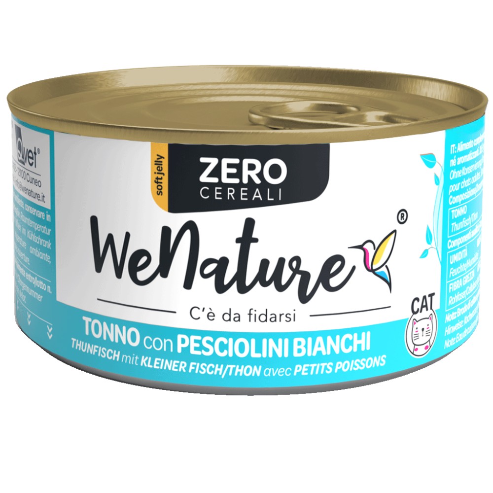 WeNature Zero Cereali Gatto al Tonno con Pesciolini Bianchi in Lattina