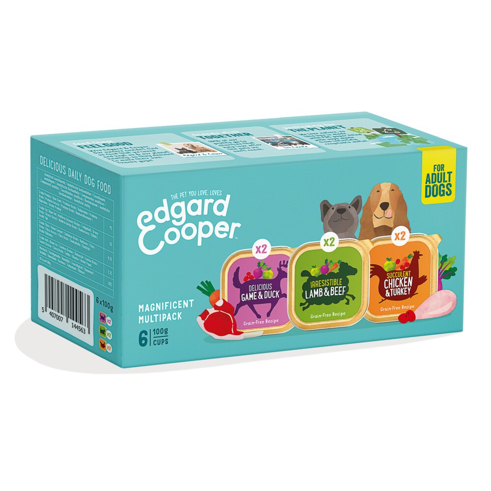 Edgard & Cooper Adult Multipack Agnello, Manzo, Pollo, Tacchino, Selvaggina e Anatra in Vaschetta